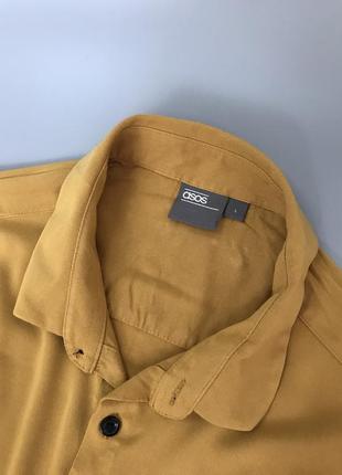 Стильная горчичная рубашка asos из вискозы, легкая, летняя, лето, стрейчевая,...