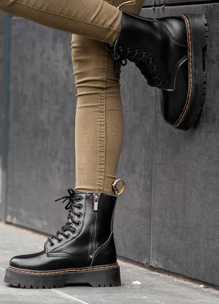 🌺dr martens jadone black winter🌺женские зимние кожаные, чёрные ботинки мартинс с мехом2 фото