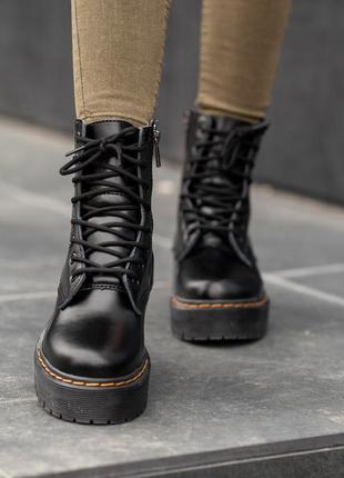 🌺dr martens jadone black winter🌺женские зимние кожаные, чёрные ботинки мартинс с мехом3 фото