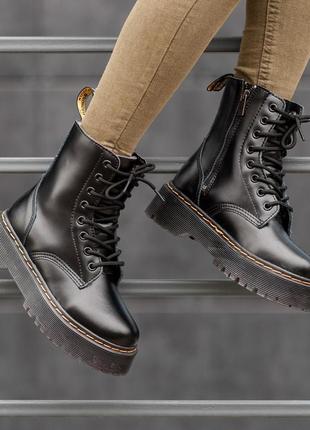 🌺dr martens jadone black winter🌺женские зимние кожаные, чёрные ботинки мартинс с мехом6 фото