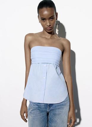 Попліновий топ zara р. xs/s.