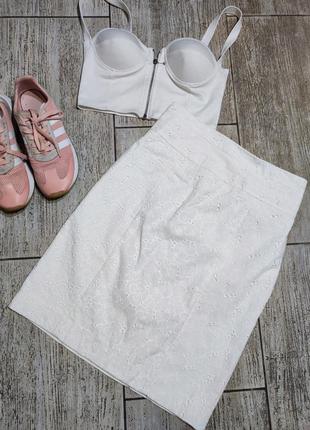 Спідниця юбка вышивка вышиванка украинский стиль белая карандаш футляр прямой крой миди посадка1 фото