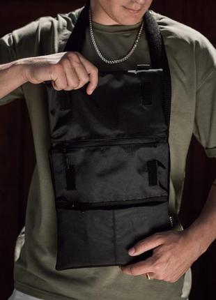 Мужская черная сумка мессенджер  через плечо tactic gl басретка с кобурой под пистолет на 5 отдлений3 фото