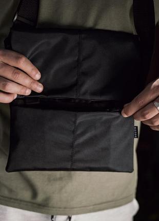 Мужская черная сумка мессенджер  через плечо tactic gl басретка с кобурой под пистолет на 5 отдлений8 фото
