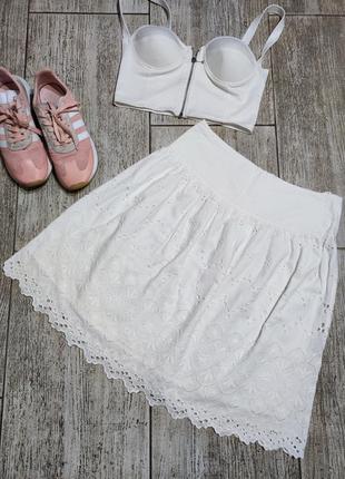 Спідниця юбка белая вышивка вышиванка прошва шитье украинский стиль пышная клеш1 фото
