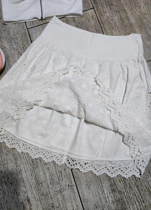 Спідниця юбка белая вышивка вышиванка прошва шитье украинский стиль пышная клеш2 фото