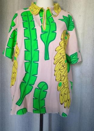 Женская пляжная гавайская рубашка летняя туника  блуза, блузка, гавайка.  100% коттон. фотосессия5 фото