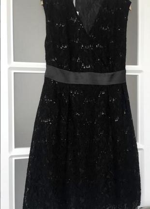 🔥скидки! красивое нарядное чёрное гипюровое платье на запах1 фото