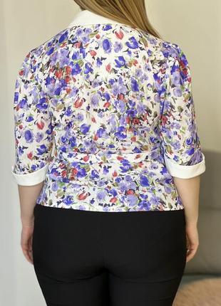 Винтажная блуза в цветочный принт No12210 фото