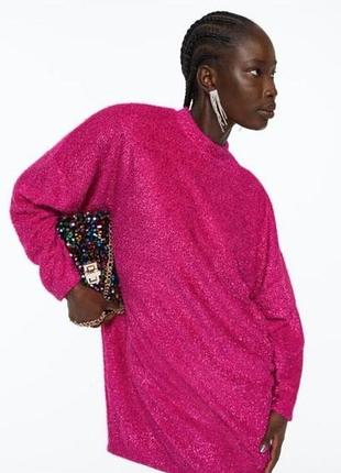 Яркое платье с люрексом фуксия h&m