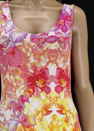 .брендовое длинное трикотажное платье-майка "v by very" с орхидеями. размер uk12.3 фото