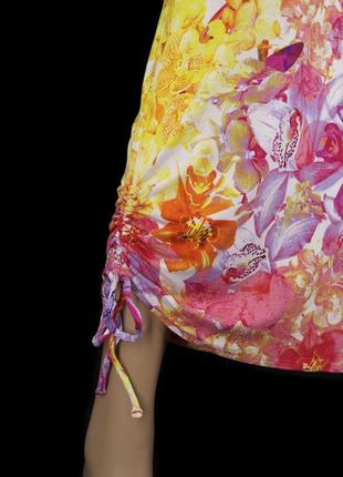 .брендовое длинное трикотажное платье-майка "v by very" с орхидеями. размер uk12.4 фото