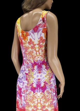 .брендовое длинное трикотажное платье-майка "v by very" с орхидеями. размер uk12.6 фото