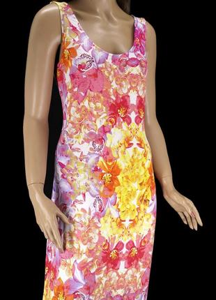 .брендовое длинное трикотажное платье-майка "v by very" с орхидеями. размер uk12.1 фото