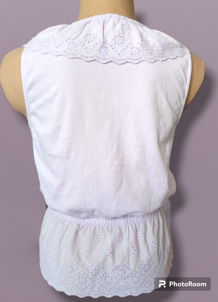 Жіноча майка топ блуза футболка лавандового кольору бавовна трикотаж мереживо на запах2 фото