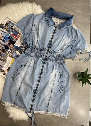 Джинсова сукня плаття розпродаж мереживна з відкритою спиною коротке розмір m2 фото