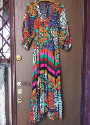 Платье в этно стиле пышный рукав crep3 фото