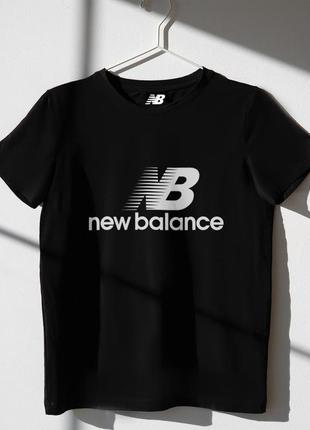 Жіноча футболка оверсайз oversize new balance нью беланс чорна