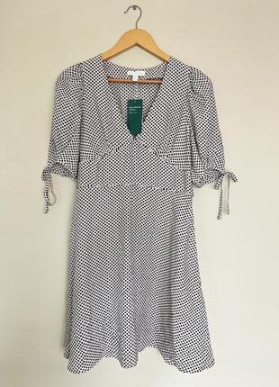 Нове плаття в горошок h&m р. l (40) сарафан в горох з пишними рукавами2 фото