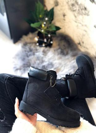 Timberland black теплые зимние ботинки с мехом в и нубуком /осень/зима/весна😍2 фото