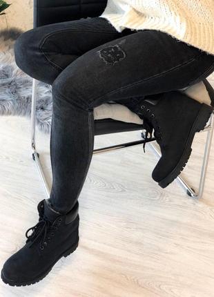 Timberland black теплые зимние ботинки с мехом в и нубуком /осень/зима/весна😍3 фото