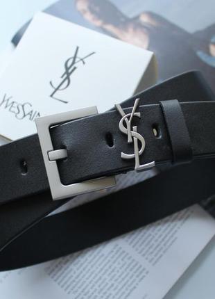 Женский ремень ширина 3.8 см пряжка белое серебро yves saint laurent черный