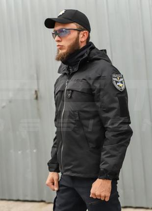 Куртка вітровка патрол водонепроникна для поліції з липучками на сітці4 фото