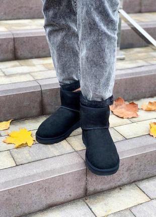 Ugg mini black suede зимние сапоги угги с натуральным мехом /осень/зима/весна😍9 фото