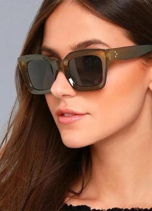Окуляри очки uv400 темні чорні  оливка сонцезахисні стильні модні нові1 фото