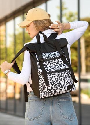 Жіночий рюкзак sambag rolltop zard з принтом "graphity"
