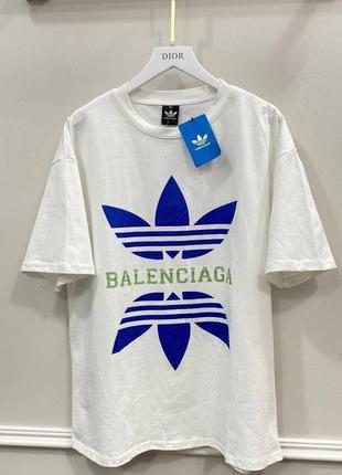 Футболка в стилі balenciaga & adidas біла синя1 фото