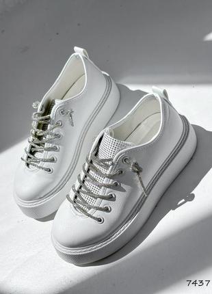Трендовые белые женские кеды/кроссовки на платформе, весокая подошва весенние-осенние,женская обувь3 фото