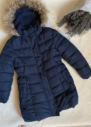 Куртка зимняя на девочку синяя курточка синяя детская  bluezoo - 6,7лет