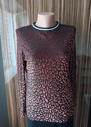 Шикарная стильная леопардовая кофта свитшот из набивного бархата1 фото