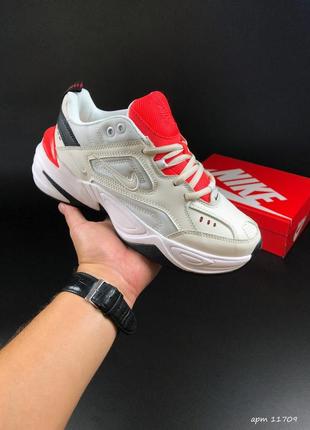 Жіночі кросівки nike m2k tekno grey black red  / демісезонні спортивні кросівки для міста / кожаные кроссовки женские1 фото