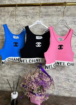 Топ в стилі chanel рожевий чорний синій