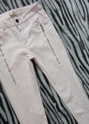 Стильные пудровые джинсы скинни с высокой талией zebra, 10 размер.5 фото