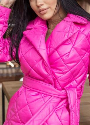 Стеганое женское демисезонное пальто стокгольм плащевка на синтепоне розовое| длинное стеганное пальто женское6 фото