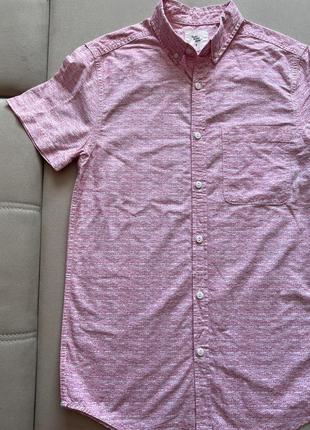 Розовая рубашка на коротком рукаве мужская