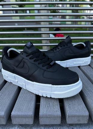 Кроссовки кожаные nike air force cube черные с белой высокой подошвой. кожаные кроссовки найк 41-458 фото