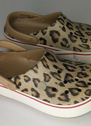 Женские сабо crocs jibbitz crocband platform leopard gold m5w71 фото