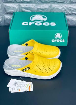 Crocs женские шлепанцы сабо желто-серые размеры 36-419 фото