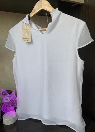 Біла легка блуза з прозорими рукавами😍5 фото