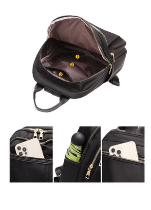 Рюкзак жіночий міський чорний із нейлонової тканини2 фото