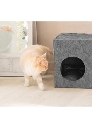 Для кота из войлока "куб" серый1 фото