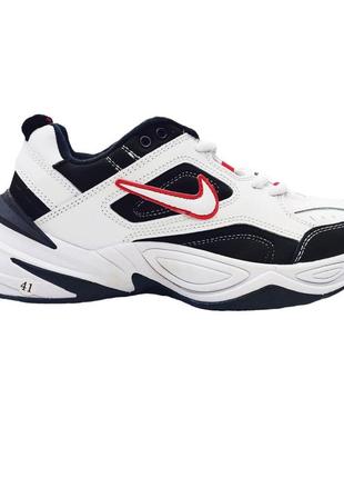 Кроссовки nike m2k tekno white black белые с черным и красным5 фото