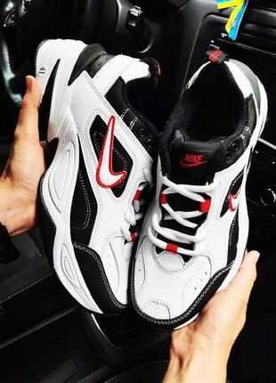 Кроссовки nike m2k tekno white black белые с черным и красным4 фото