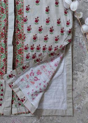 Бежевое платье миди 🔹прямого кроя 🔹бохо, кантри, этно🔹длинный рукав khaadi(38 размер)5 фото