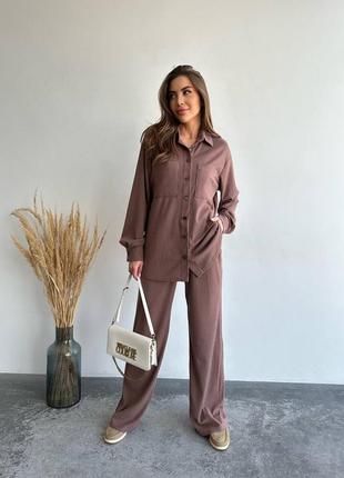 Костюм з широкими штанами рубчик