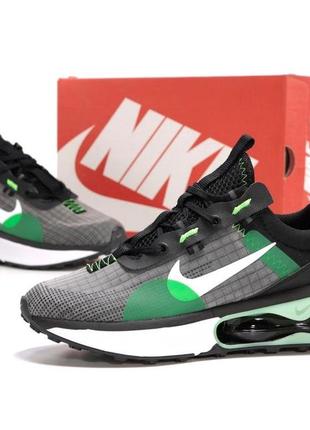 Чоловічі кросівки nike air max 2021 black green чорно-білі (найк аир макс 2021 текстильні кросівки  на балоні)5 фото